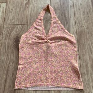 NWOT | Floral Halter Top, XS, Orange
